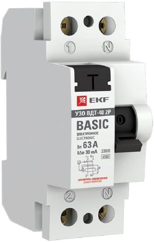 Выключатель дифференциального тока УЗО EKF Basic ВДТ-40 2п 63А 30мА 4,5,кА тип AC фото Выключатель дифференциального тока УЗО EKF Basic ВДТ-40 2п 63А 30мА 4,5,кА тип AC картинка